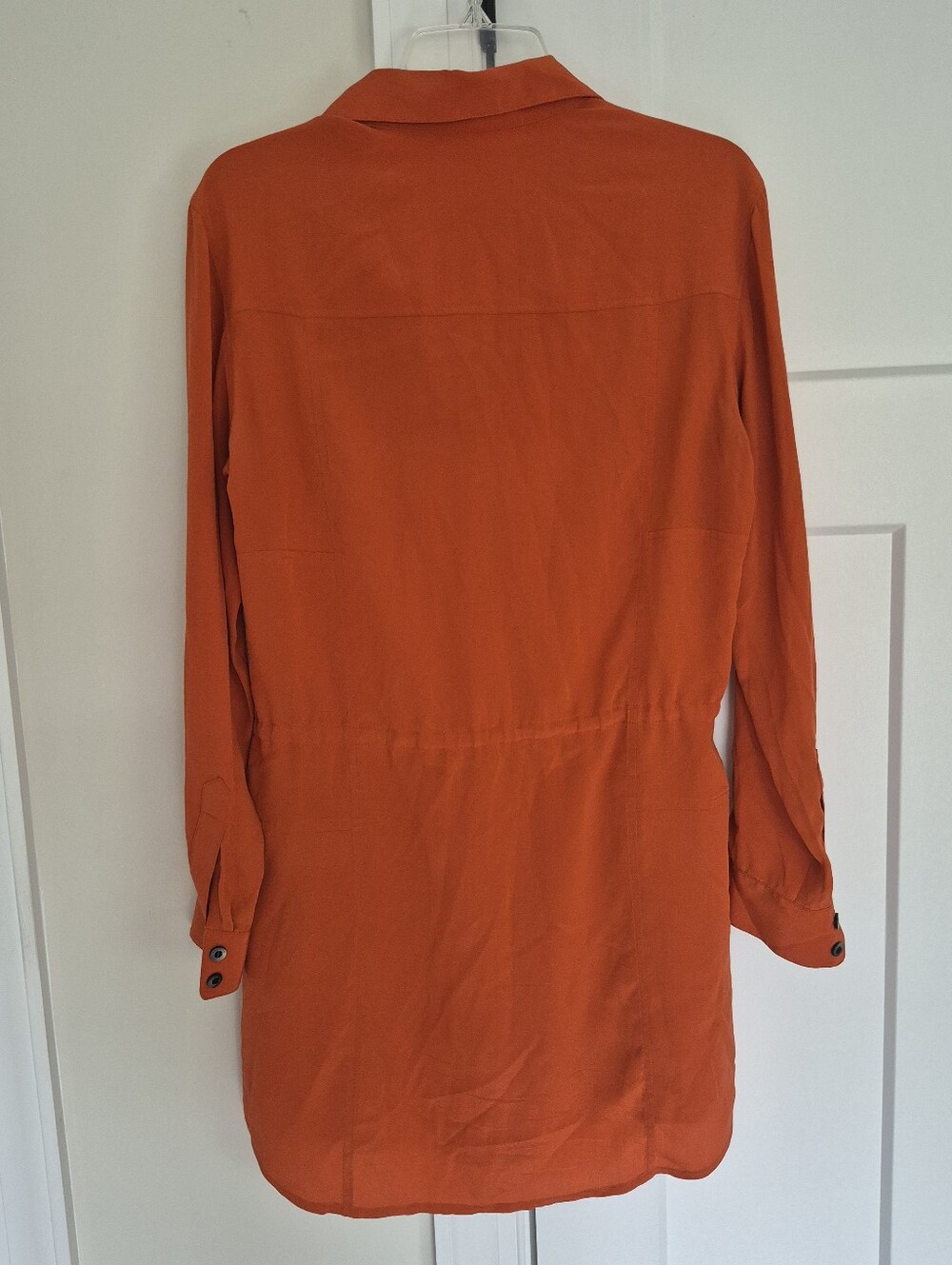 Thakoon Shirt Dress Orange Silk Long Sleeve Mini Size 4 - Picture 4 of 13